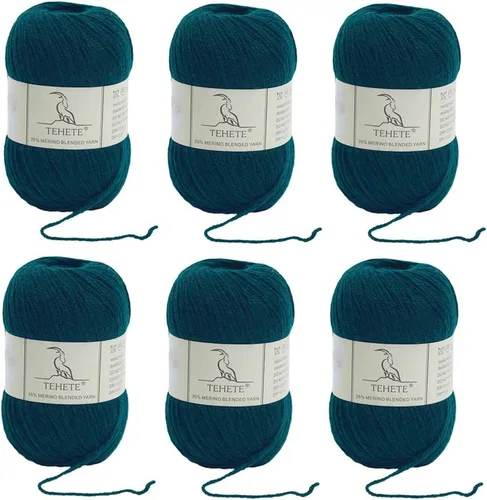 Vista 21 de Ovillo de lana de merino para tejer (3 capas) suave y ligero de 150g para ganchillo (Beige)