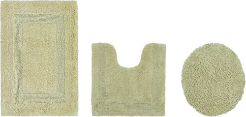 Vista 407 de Better Trends - Juego de 2 alfombras de baño 100% algodón, extra suaves, con borlas, de 17" x 24", alfombra de baño superabsorbente y reversible