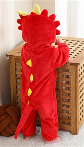 Vista 17 de Mameluco unisex de franela para bebé, disfraz de animal con capucha de dibujos animados