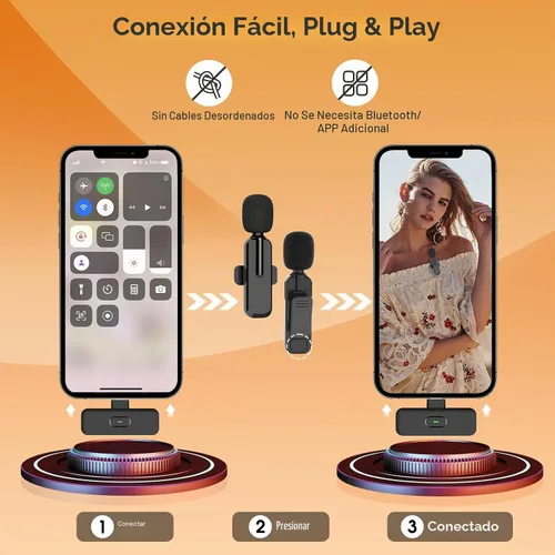 Vista 5 de MAYBESTA Micrófono Lavalier inalámbrico para iPhone, iPad, Android, micrófono de teléfono con solapa Bluetooth para grabación de video, mini