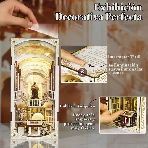 Vista 3 de CCCDF Kit de Rincón de Libros, Kit de Casa de Muñecas en Miniatura DIY, Rompecabezas de Madera 3D Sujetapuntas Inserto de Estantería Decorativo