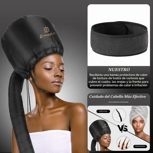 Vista 3 de Accesorio para secador de pelo de capó, suave, ajustable, extra grande, para acelerar el tiempo de secado en casa, fácil de usar para peinar, rizar
