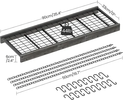 Vista 4 de CHOEZON Estante Colgante para Ollas, 35.4" L x 13" A Colgador de Ollas de Techo, Estante para Ollas de Estilo Industrial, Colgador de Ollas Montado