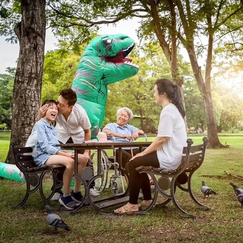 Vista 7 de Disfraz inflable de tiranosaurio para adultos, disfraz de dinosaurio de fantasía, disfraz de estegosaurio, disfraz para Halloween o cosplay