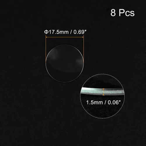 Vista 2 de uxcell Paquete de 8 lentes de cristal de 0.689 in de diámetro para reloj, cúpula única, redonda, grosor de borde de 0.059 in para reparación