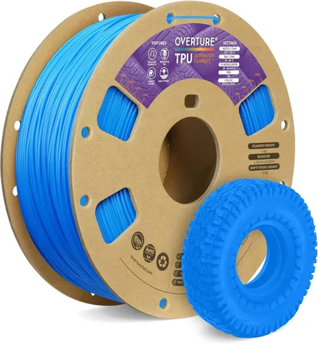 Vista 56 de OVERTURE - Filamento de TPU de 1/16 pulgadas, rollo flexible de poliuretano termoplástico, impresora 3D suave, 95A, carrete de 2.2 libras, precisión