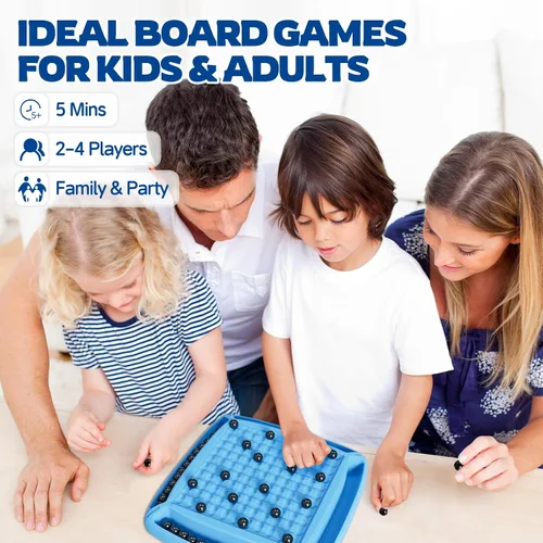 Vista 4 de Juego Magnético, Juego de Mesa Magnético Familiar para Niños y Adultos, Juego de Mesa de Ajedrez para Noche de Juegos 2-4 Jugadores (Azul)