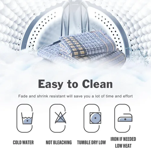 Vista 8 de Y-PLWOMEN Colcha tamaño Queen – Colcha reversible de 100% algodón a rayas estilo granja, ligera, acogedora y moderna, ropa de cama de campo para Azul