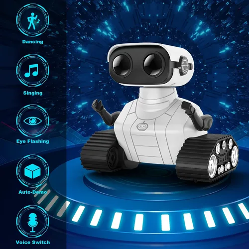 Vista 2 de Hamourd Juguetes robot para niños y niñas de 3 años, robots de control remoto recargables, robot emo con demostración automática, cabeza y brazos