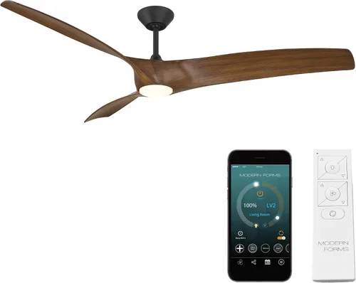 Vista 18 de Zephyr - Ventilador de techo inteligente de 3 aspas para interior y exterior, 52 pulgadas, madera grafito desgastada con kit de luz LED ajustable