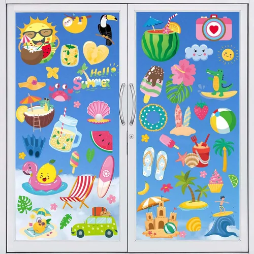 Vista 21 de Decoraciones patrióticas para ventanas del 4 de julio, 9 hojas de calcomanías de ventana de bandera estadounidense para ventanas de vidrio