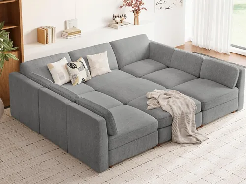 Vista 19 de CUGOAO Sofá biplaza extragrande de 83.5 pulgadas, sofás para sala de estar, sofá nube de felpilla de asiento profundo, sofá modular seccional, funda