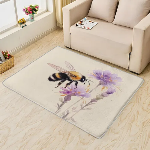 Vista 4 de Alfombra de abeja, alfombra de 2 x 3, alfombras de flores de abeja para entrada y dormitorio, alfombra de área pequeña, alfombra de área pequeña
