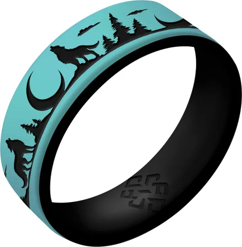 Vista 7 de Knot Theory Anillo de silicona Wolf para mujer, azul bebé, cielo azul, champán, arco iris, lavanda, blanco oro rosa de doble capa, transpirable Lobo