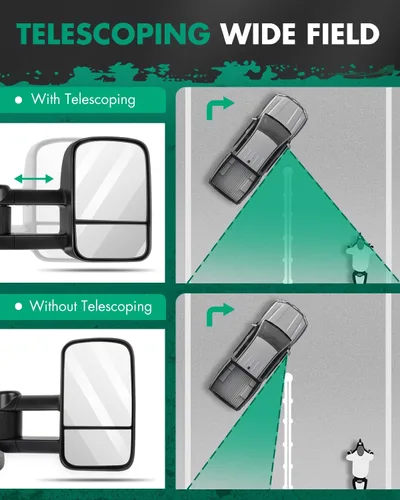 Vista 4 de SCITOO Espejos de remolque compatibles con Ford F150 1997-2003, cabina estándar y extendida (no para modelos de 4 puertas), un par con ajuste