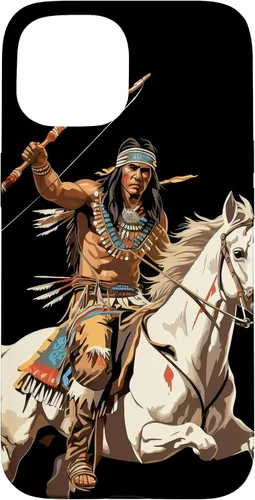 Vista 6 de Funda para iPhone 16 nativo americano jefe indio caballero guerrero Cherokee