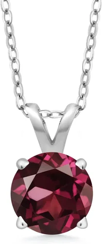 Vista 62 de Gem Stone King Collar con colgante solitario de plata de ley 925 de 0.236 in con piedra natal redonda Collar de 4 puntas para mujer Con cadena