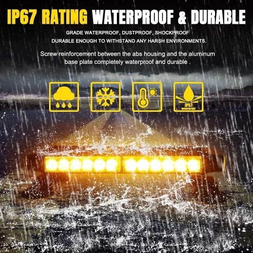 Vista 4 de Barra de luz estroboscópica de emergencia de 14.5'' con 32 LED para techo, doble lado, luz de advertencia de peligro, luz de seguridad con imán