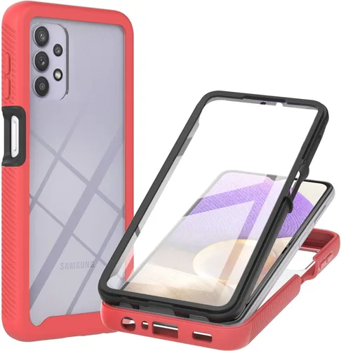 Vista 7 de IVY Funda resistente para Galaxy A32 5G 3in1 Heavy Armor con protector de pantalla incorporado para Samsung Galaxy A32 5G Case - Negro