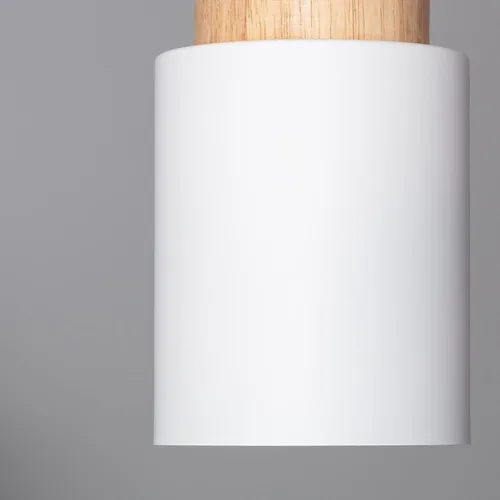 Vista 6 de Pendant lamp in Metal and Wood 1200xØ100 mm Gray E27 Fat Metal Cap Decoration Living Room, Bedroom, Bedroom (Color : Blanco)