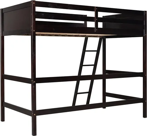 Vista 7 de Harper & Bright Designs Marco de cama individual tipo loft para niños con escalera angular, cama alta de madera para adolescentes, niñas, niños,