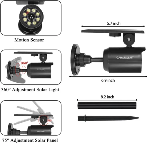 Vista 7 de Luces solares con sensor de movimiento al aire libre 2000LM, luces de seguridad de inundación IP67, luces puntuales impermeables para patio, garaje