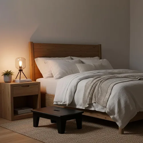 Vista 6 de CONSDAN Taburete escalón para cama, roble cultivado en Estados Unidos, taburete de madera para adultos y personas mayores, 6.5 pulgadas de alto