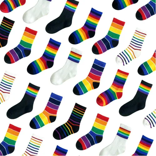 Vista 5 de EIAY Shop Calcetines de algodón con rayas arcoíris para niños y niñas grandes