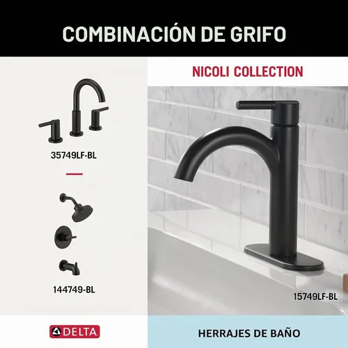 Vista 6 de Delta Nicoli (1-Paquete) Soporte de Papel Higiénico Negro Mate Soporte de Rollo de Paño para Organización y Almacenamiento en el Baño Soporte
