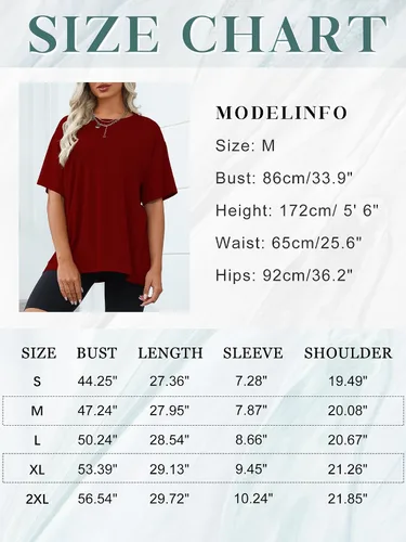 Vista 6 de Camisetas de gran tamaño para mujer, de manga corta, ajuste holgado, para verano, casual, básicas
