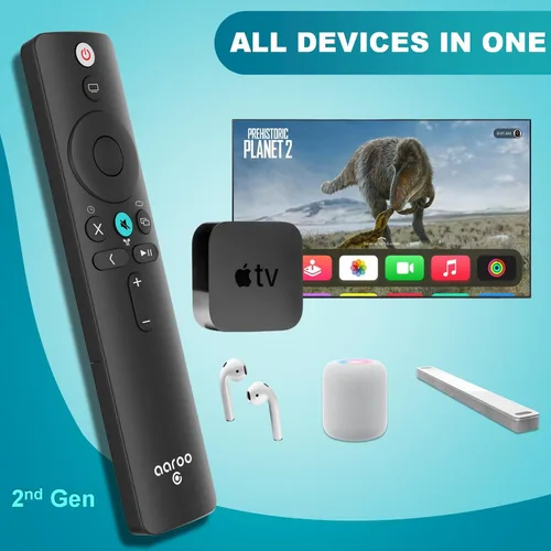 Vista 2 de [aarooGo] Control remoto para Apple TV 4K / HD Gen1 2 3 4 con soporte de audio (sin voz y sin Siri)