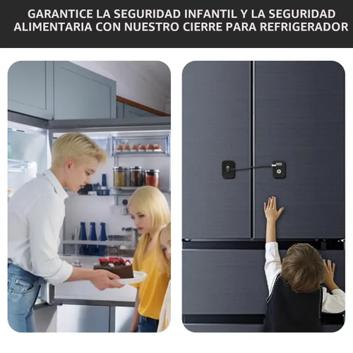 Vista 3 de RORMGO Paquete de 2 cerraduras para refrigerador, cerradura para refrigerador con protección de alambre de silicona, cerraduras para nevera