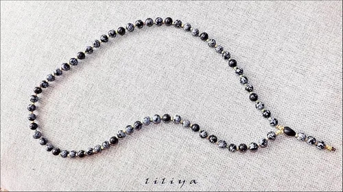 Vista 7 de Liliya Jewelry Collar de obsidiana de copo de nieve para hombre, piedra preciosa natural Y Lariat, amuleto de mano con protección de cristal