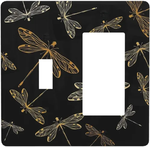 Vista 108 de Cubiertas de pared de lodge rústico retro con diseño de osos, ciervos y animales salvajes. Placas de pared dúplex simples para interruptor de luz.