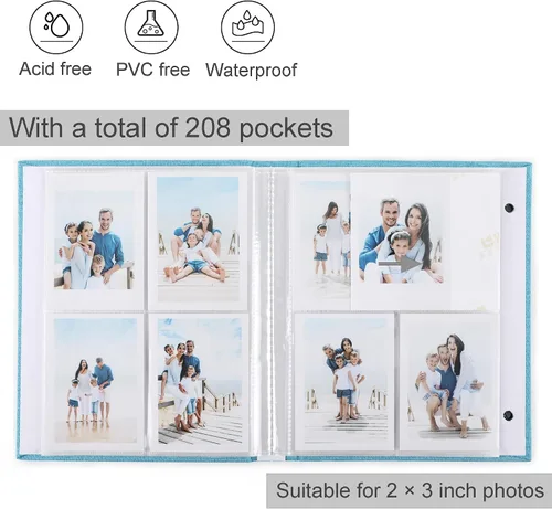 Vista 2 de Polaroid - Álbum de fotos, pequeño libro de imágenes con capacidad para 280 fotos, libro de recuerdos azul para imágenes de 2 x 3 pulgadas, álbum