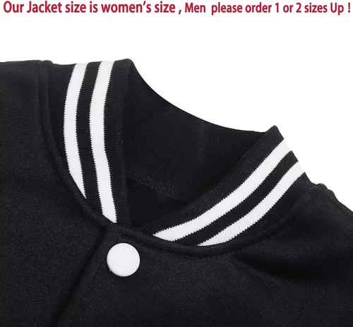 Vista 2 de babyhealthy Chaqueta de béisbol Varsity para hombre y mujer, estilo casual, chaqueta bomber cortavientos, chaqueta ligera