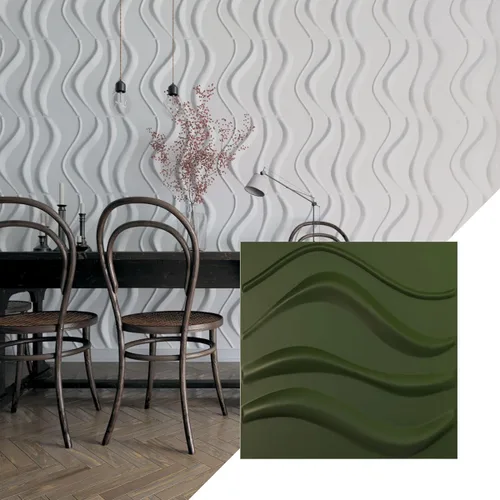 Vista 27 de Ekena Millwork 19 5/8 pulgadas de ancho x 19 5/8 pulgadas de alto Wave EnduraWall Panel decorativo de pared 3D, aluminio (cubre 2.67 pies cuadrados).