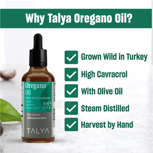Vista 4 de TALYA Paquete de aceite de orégano y semillas negras - Apoyo inmunológico y digestivo - Alto contenido de carvacrol y timoquinona - Prensado