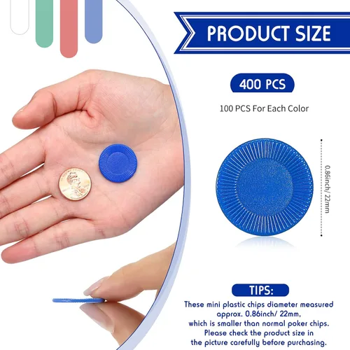 Vista 2 de Skylety 400 fichas de póquer de plástico Fichas de juego de 4 colores para niños jugando aprendiendo matemáticas contando juegos de bingo tarjeta