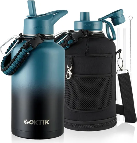 Vista 46 de COKTIK Botella de agua deportiva de 22 onzas, botella de agua de acero inoxidable para aislamiento térmico, botella de viaje reutilizable
