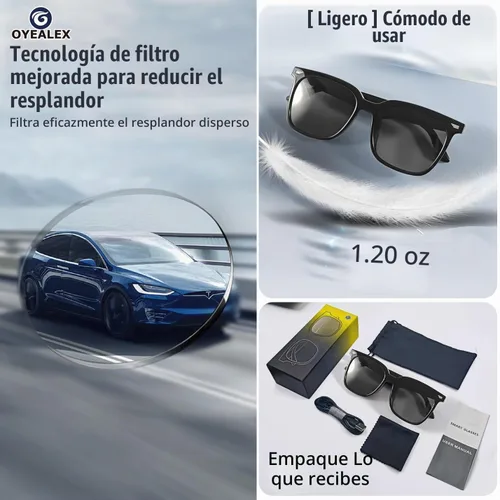 Vista 5 de Gafas inteligentes con altavoz Bluetooth, gafas de audio inteligentes de oído abierto, gafas inteligentes para exteriores para hombres y mujeres