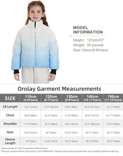 Vista 6 de Orolay Chaqueta acolchada corta para niños, resistente al viento, ligera, plegable, acolchada para invierno