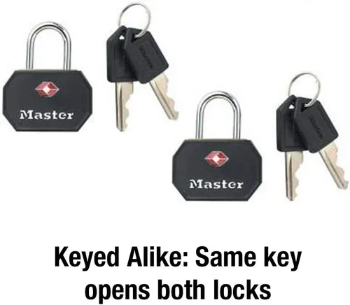 Vista 4 de Master Lock 4681TBLK - Candado de equipaje aprobado por la TSA con llave, paquete de 2, varios