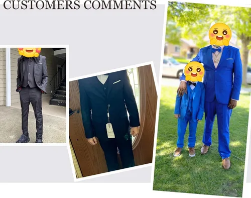 Vista 6 de Traje formal de 5 piezas con cintura ajustable para niños, para boda, baile de graduación
