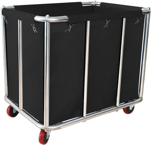 Vista 9 de Carrito de lavandería comercial grande de 11.35 Bushel con ruedas de 4 Beige - 11.35 Bushels - 8 Tubos