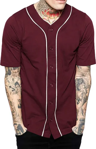 Vista 13 de Hat and Beyond camiseta de béisbol para hombre con botones hipster hip hop