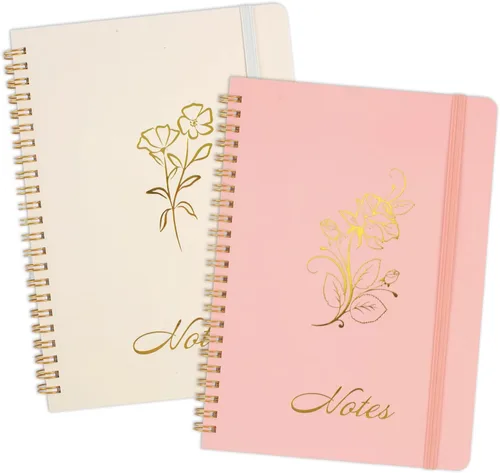 Vista 10 de Joyberg Cuaderno estético en espiral, 2 cuadernos bonitos, cuadernos de 8.3 x 6 pulgadas para mujeres, cuaderno en espiral A5 para oficina, escuela