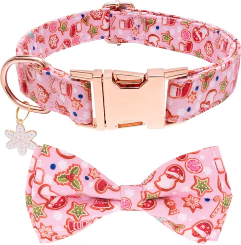 Vista 6 de Collar de perro con moño de Halloween de Faygarsle para otoño, collar elegante y bonito para perros pequeños, medianos y grandes, collar de algodón