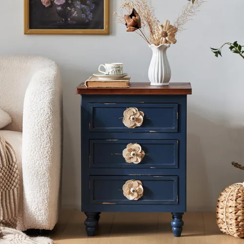 Vista 9 de Wood End Table Side Table Nightstand with 2 Drawer & USB Ports & Outlets 11.81in-brown