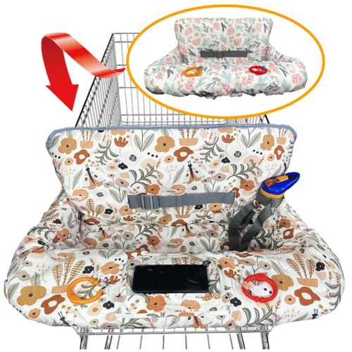 Vista 8 de Funda para carrito de compras para bebés y niños pequeños, funda impermeable para carrito de comestibles y silla alta, funda acolchada suave